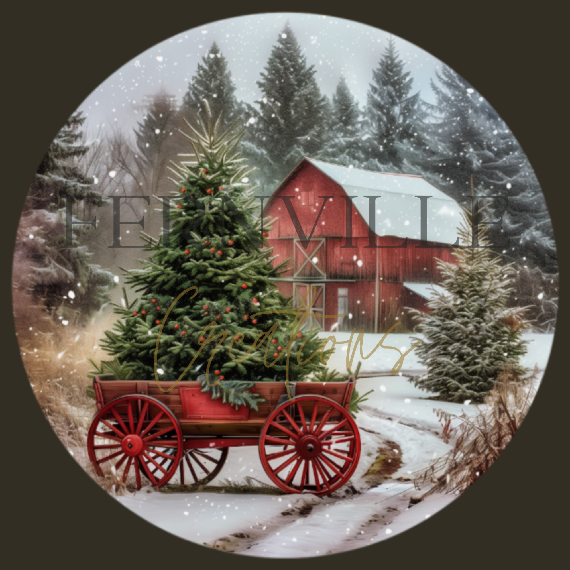 Fernville Creations - Wholesale Coasters - Christmas Scene Coaster, Rustic Charm, Farmhouse Elegance2