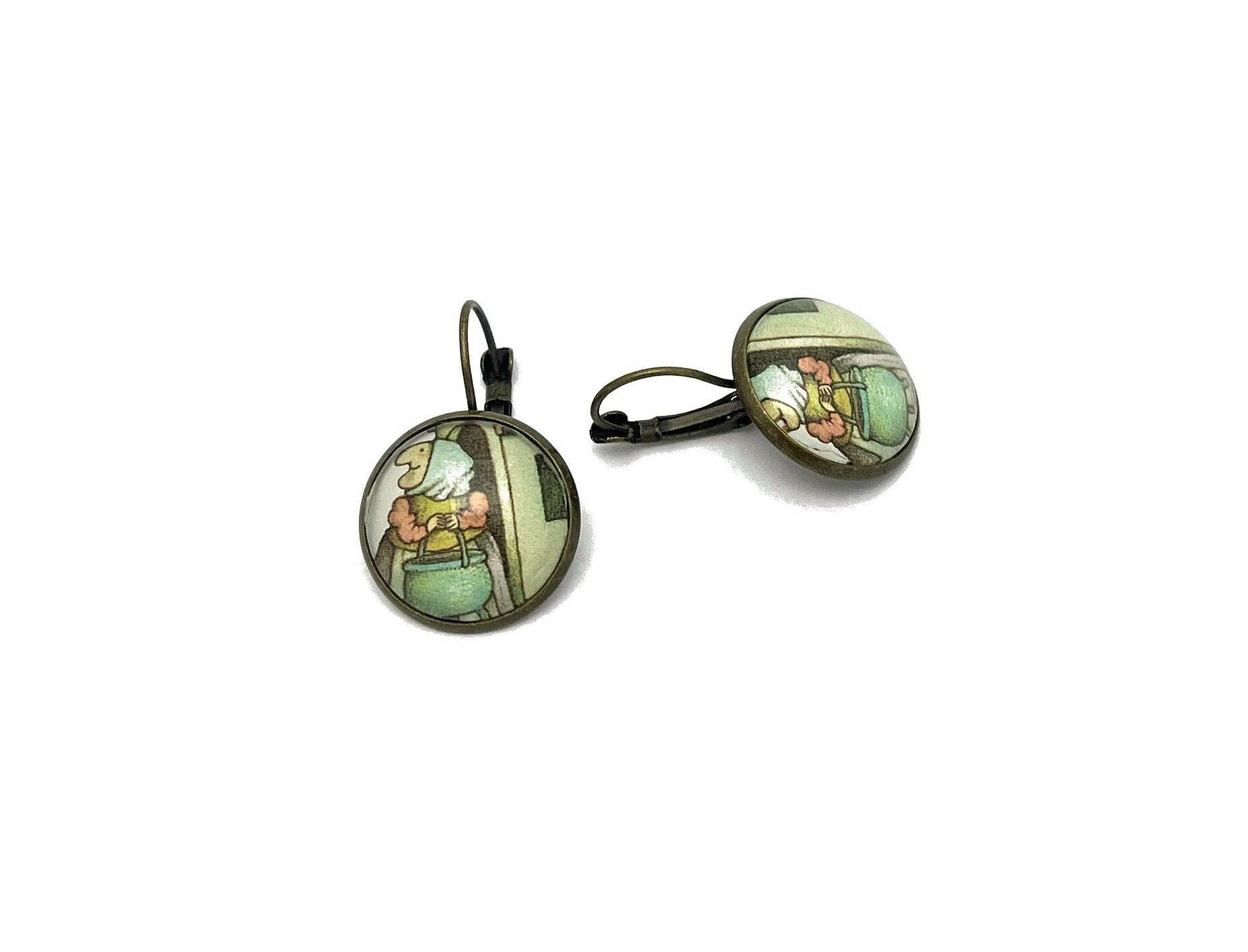 Postage Stamp Jewelry - Wholesale Dangle Earrings - 2023 Strega Nona - Tomie dePaola - United States Stamp - Postage stamp jewelry - Postage Stamp Earrings -1