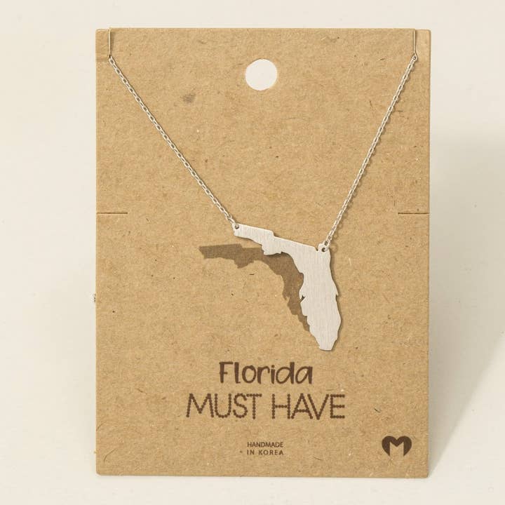 Fame Accessories - Wholesale Pendant/Charm Necklace - Florida State Pendant Necklace4