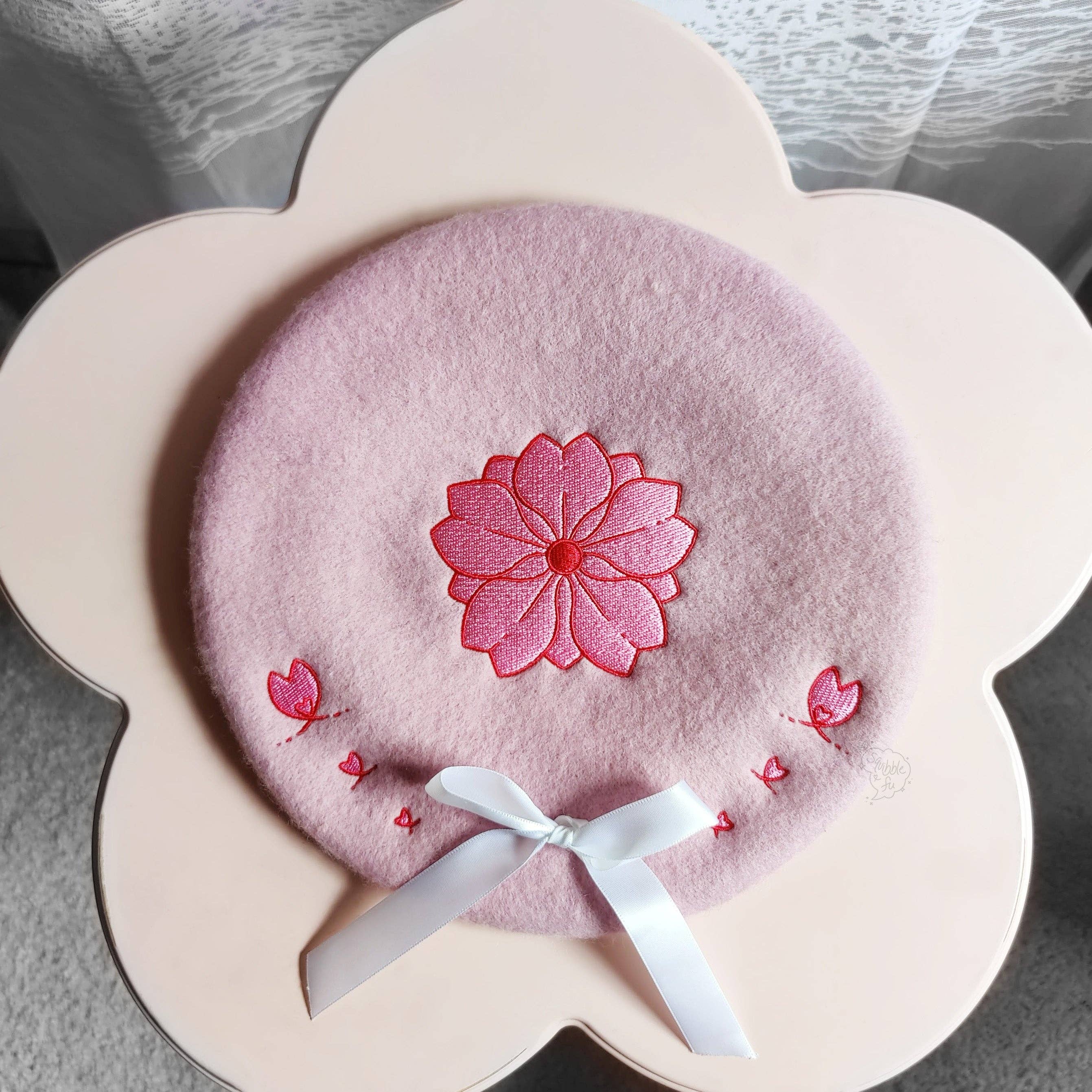 squibblefu - Wholesale Beret - Unisex - Sakura Bow Beret | SakurAccessories2
