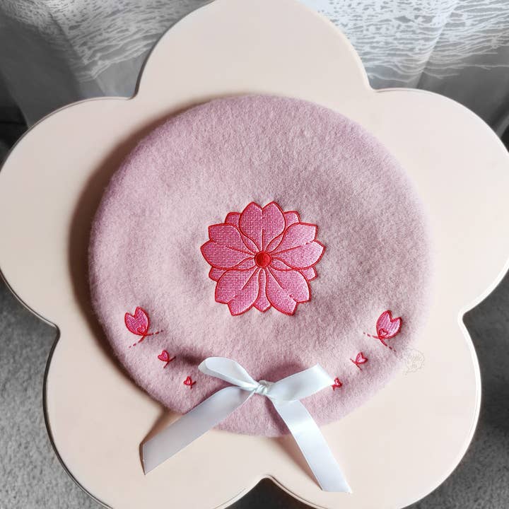 squibblefu - Wholesale Beret - Unisex - Sakura Bow Beret | SakurAccessories2