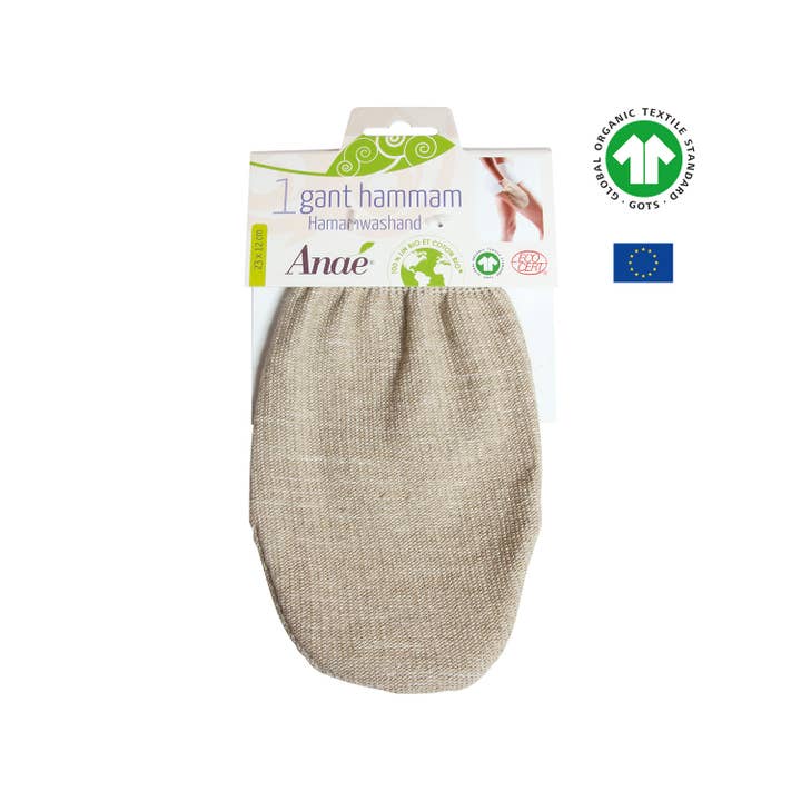Anaé - Vendita all'ingrosso Guanti/muffole esfolianti - Guanto esfoliante Hammam in lino e cotone biologico1