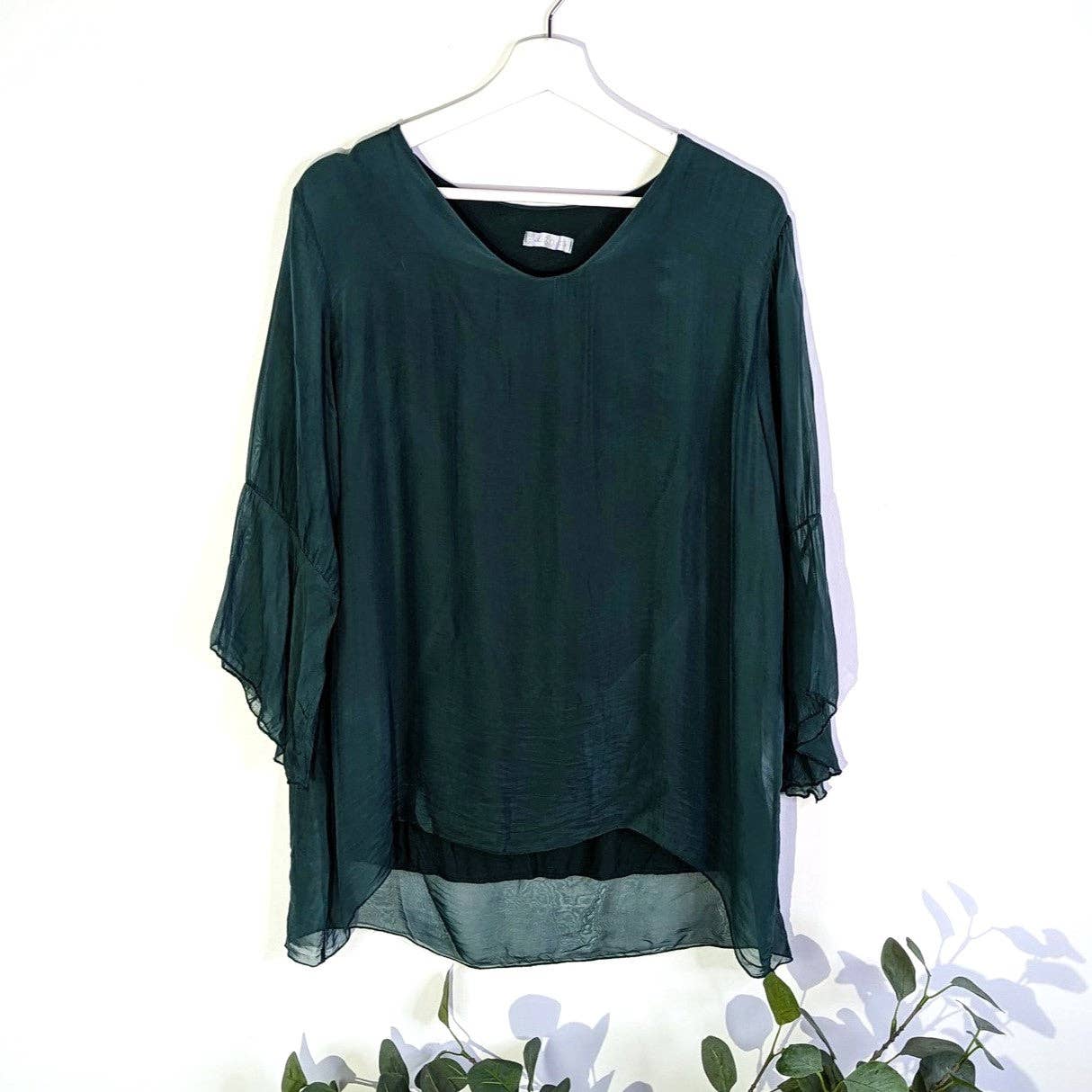 Tempest Designs - Vente Chemisier – femme - Haut en mélange de soie avec manches légèrement évasées (S-M)8