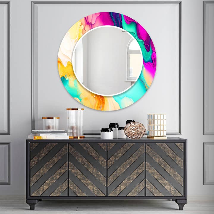 Specchio da parete astratto in vetro temperato per la vendita all'ingrosso da parte di MyPhotostation