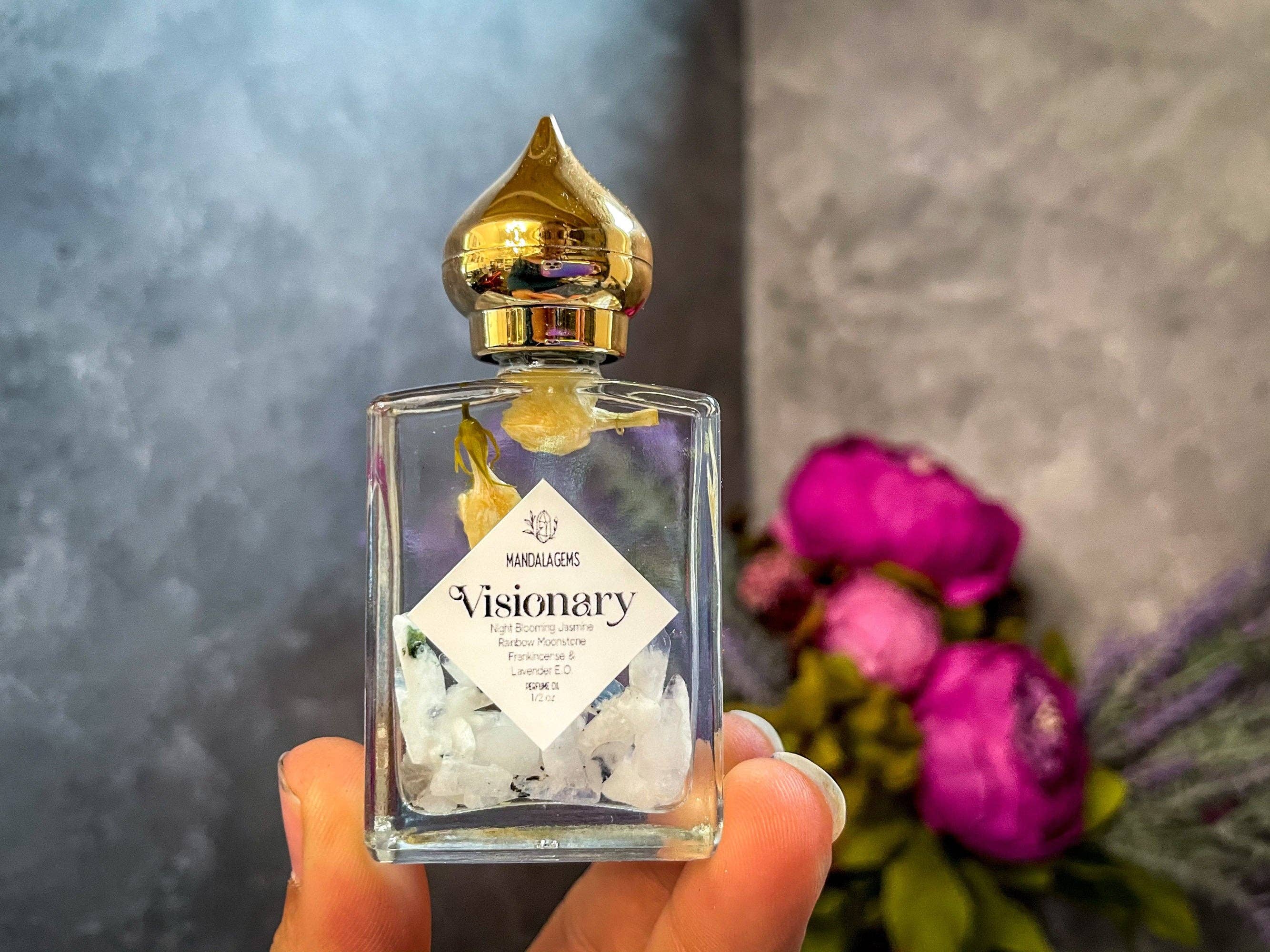 Mandala Gems – Óleo de fragrância por atacado – Óleo de perfume JASMINE com cristais Rainbow MOONSTONE5