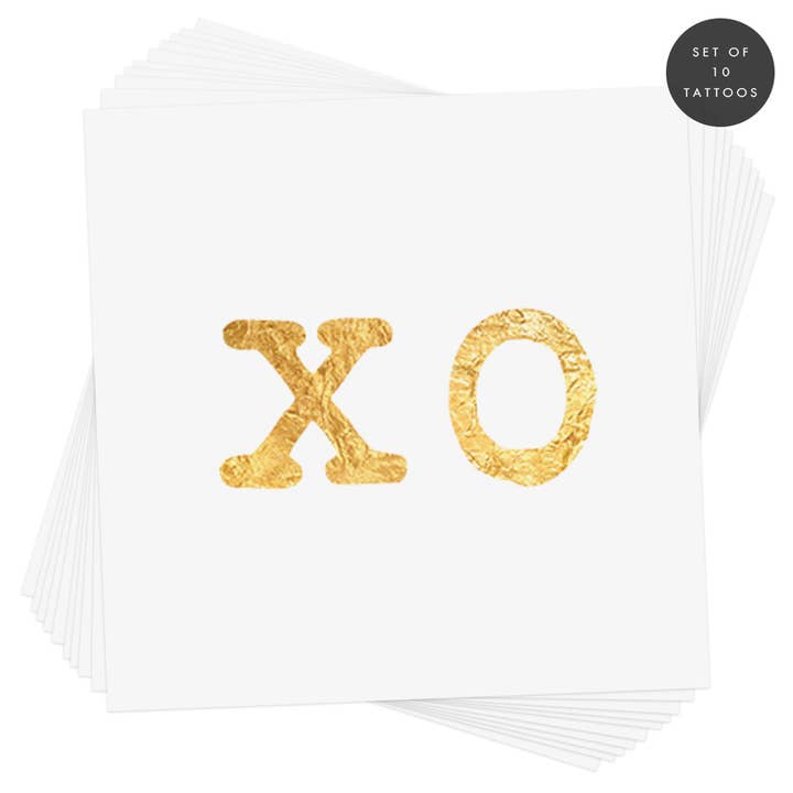 Flash Tattoos - Wholesale Temporary Tattoo - XO metallic gold Temporary Tattoo - Valentines Day