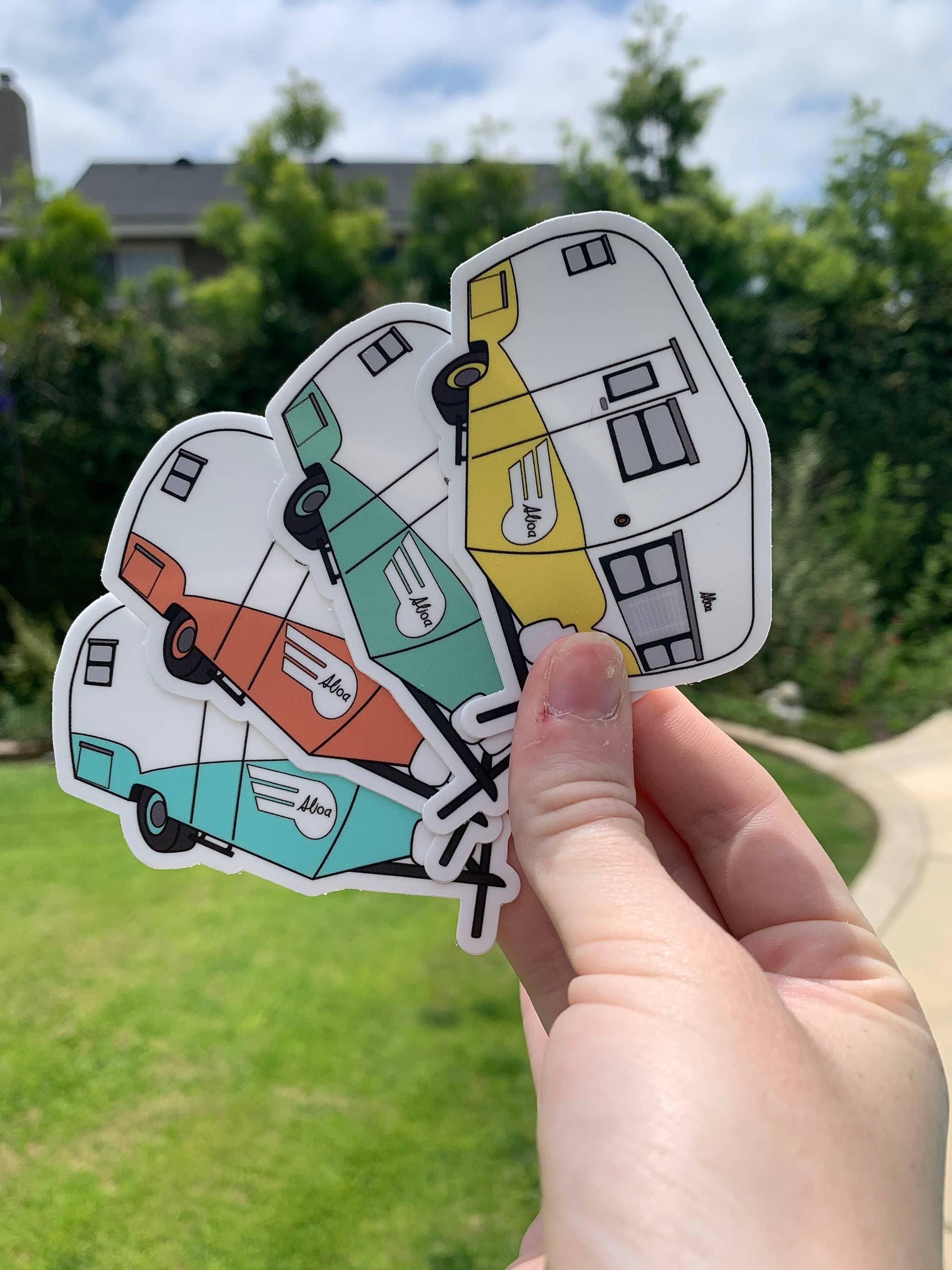 Extremely Retro - Wholesale Sticker - 1960's Yellow Aljoa Travel Trailer Sticker/Magnet5