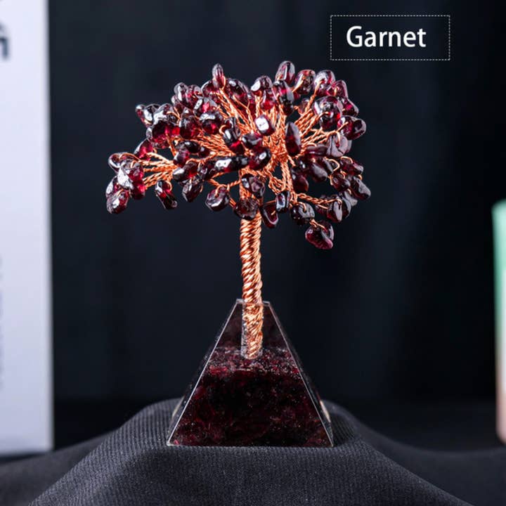 Crystolver - Wholesale Decorative Tabletop Object - Natural Crystal Fortune Tree Pyramid Base
