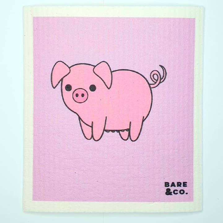 Bare & Co. - Wholesale Dishcloth - Reusable Cellulose Cloth - Pig
