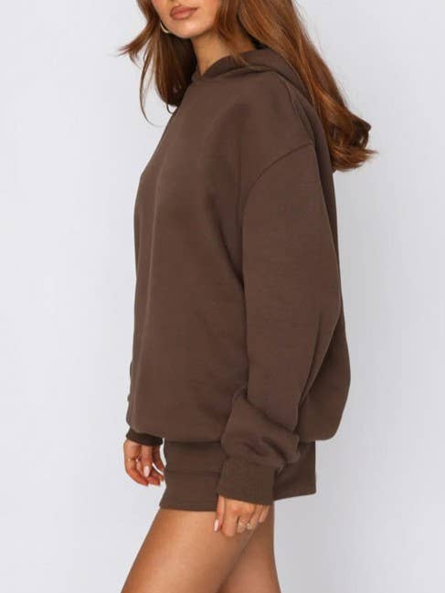 Rosa Clothing - Wholesale Lounge Set - Women's - basic loose hoodie & drawstring short 2 piece set2