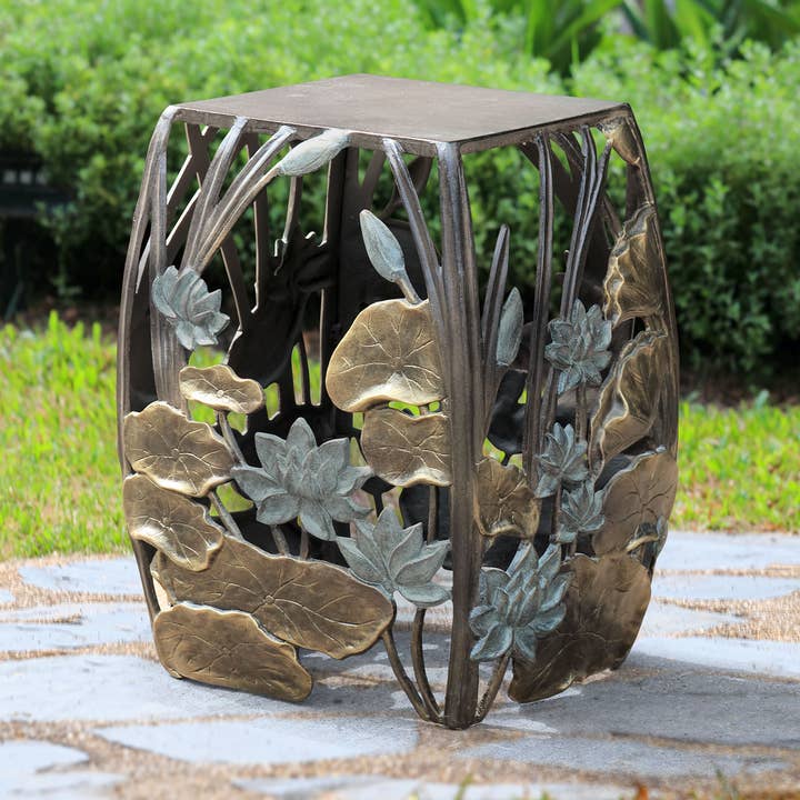 Water Lilies Garden Stool and for wholesale by SPI Home