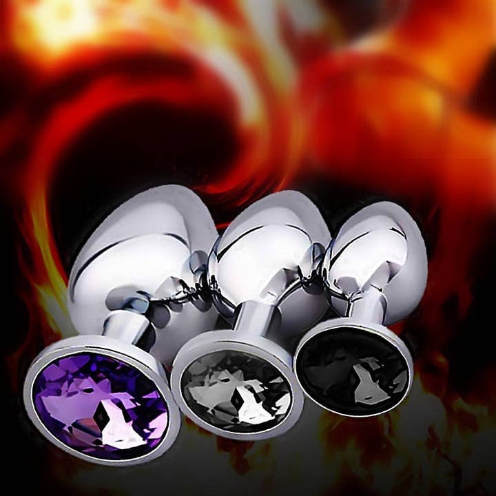 VIGOR - Wholesale Seksspeeltje - Ronde buttplug metaal met steen - MOQ 10 stuks13