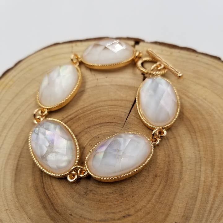 CHAKRA JEWELRY - Wholesale Charm/Dangle Bracelet - Natural Abalone Shell Semi Precious Stone Bracelet3