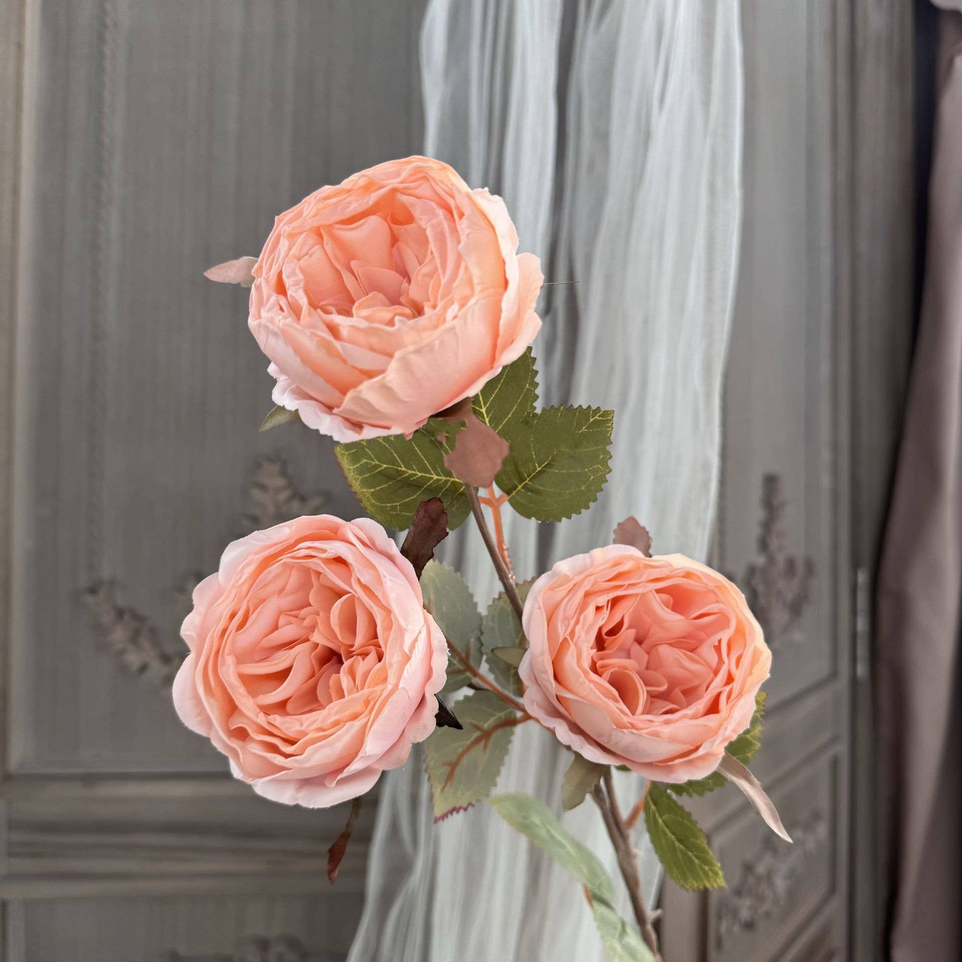 Sweet Home Deco - Wholesale Artificial Flowers - 27''T Faux Dried Look Silk Austin Rose Autumn Flower Stem2