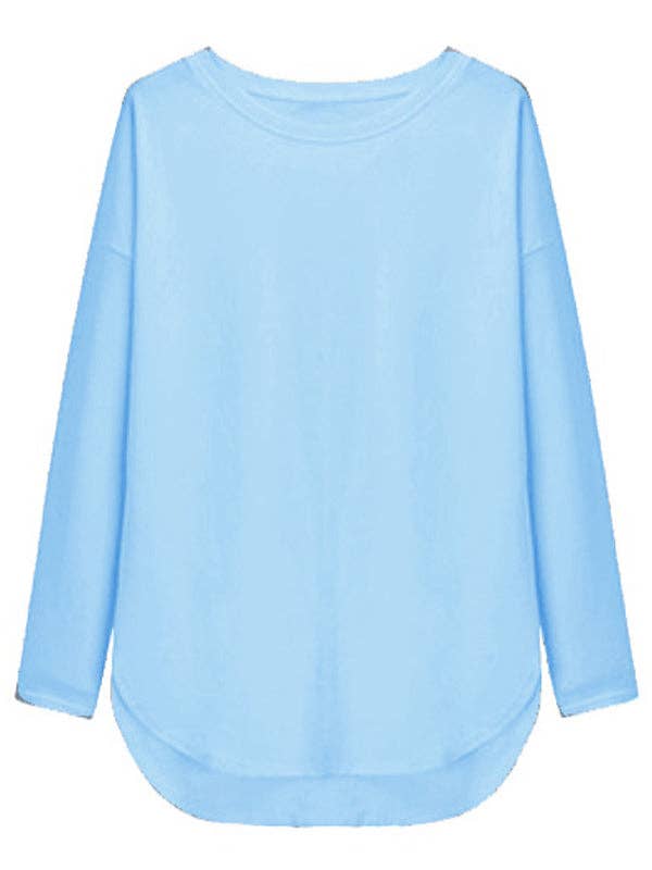 Sheer Trend – Túnica - Mulher por atacado – Camisetas simples de mangas compridas de cor sólida9