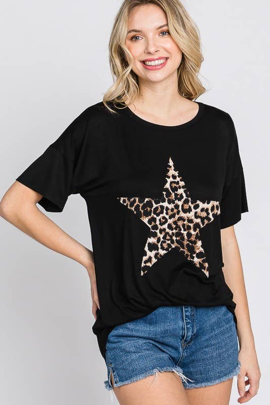 HEIMISH - Vendita all'ingrosso Tunica - Donna - ST1877-11 TOP CON STAMPA ANIMALE LEOPARDO E PATCH A STELLA4