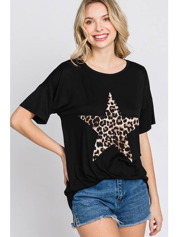 HEIMISH - Vendita all'ingrosso Tunica - Donna - ST1877-11 TOP CON STAMPA ANIMALE LEOPARDO E PATCH A STELLA4