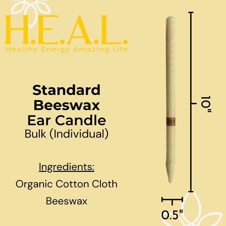 Healthy Energy Amazing Life - Wholesale Tapered Candle/Candlestick - Unscented Beeswax Ear Candles by Doc Harmony