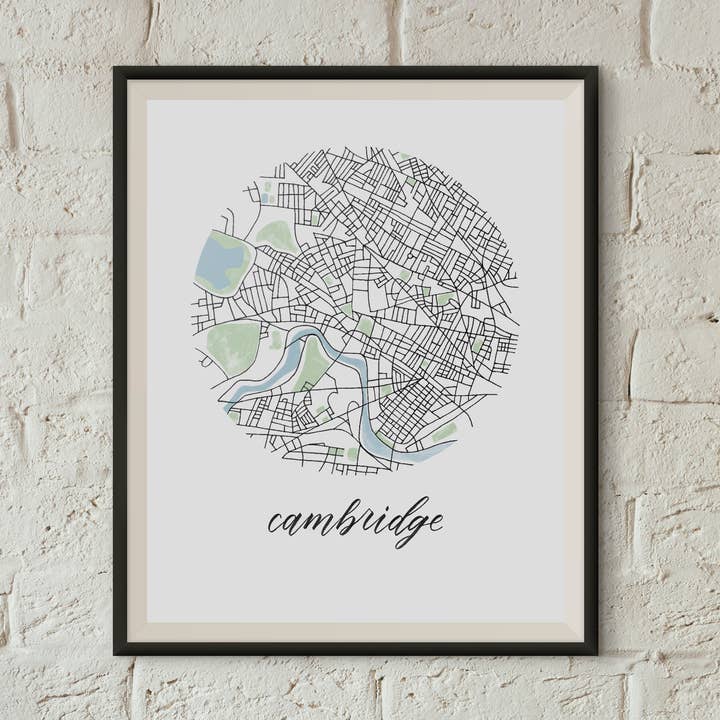 Cambridge, Boston Map Print for wholesale by Sophie Kaplan