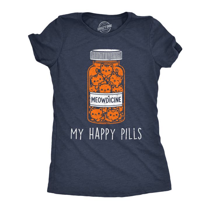 Meowdicine My Happy Pills Women's T Shirt for wholesale by Crazy Dog T-Shirts