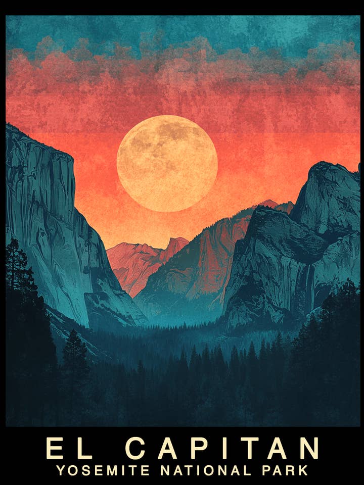 Sunset - Yosemite El Capitan Souvenir Home Decor Wall Art Prints – 8″x10″ Artwork – 11″x14″ Mat for wholesale by Mowbi