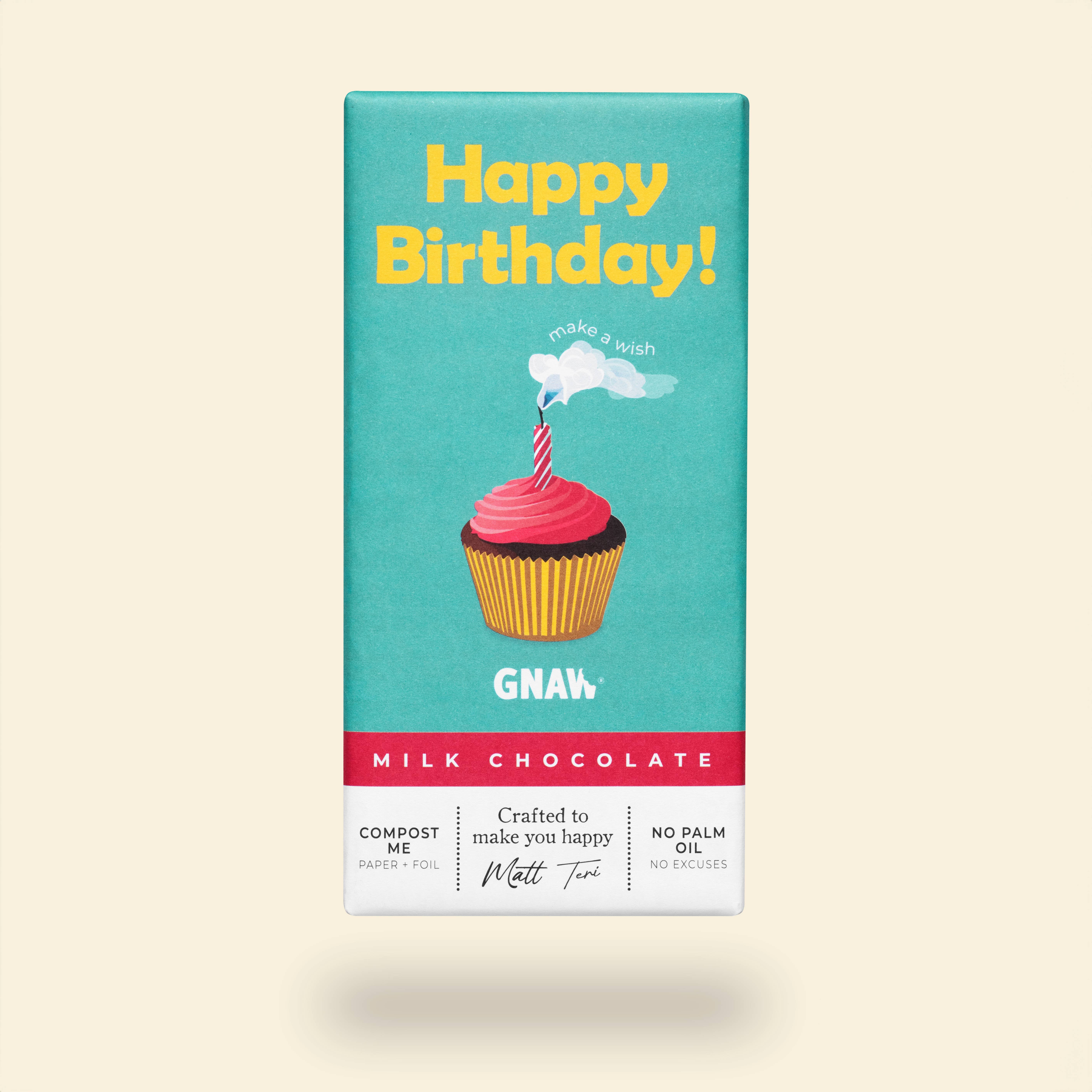 GNAW Chocolate – wholesale Chocolate bar – 'Happy Birthday' Chocolate Bar3