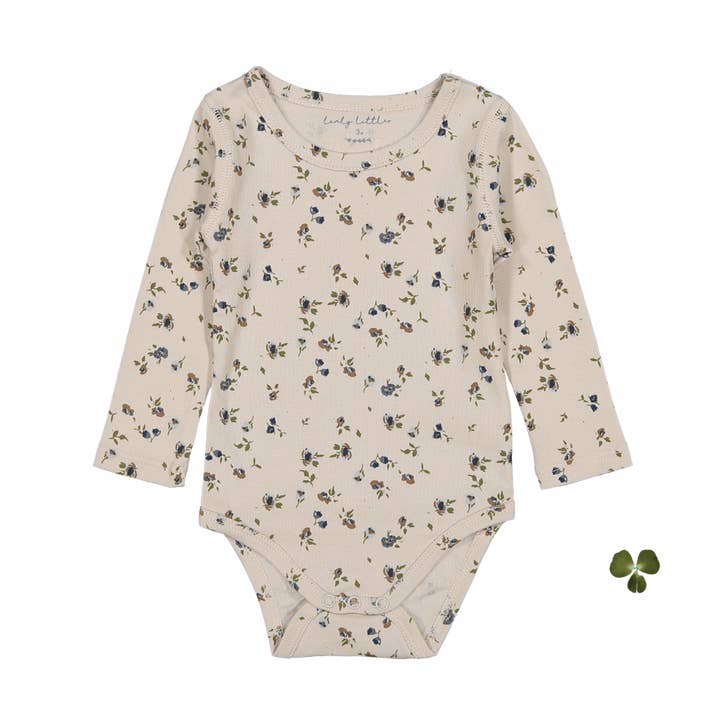 Onesie met lange mouwen en print - Floral Sand voor wholesale door Lovely Littles