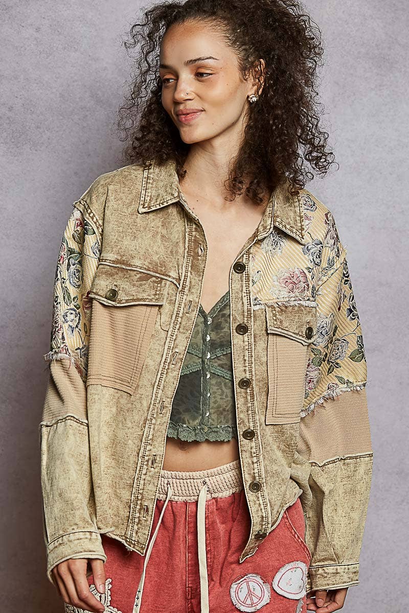 Pol Clothing - Wholesale Jacket - Women's - Long Sleeve French Terry Contrast Animal or Floral Jacket8