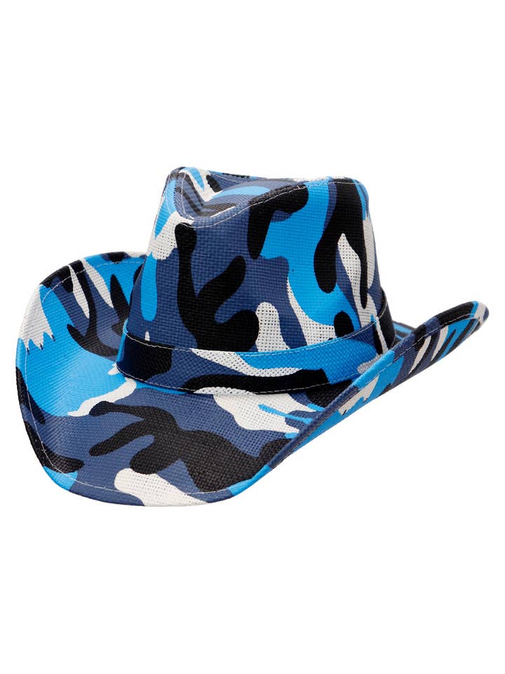 Camouflage Hard Shell Paper Straw Cowboy Hat for wholesale by Cap Zone