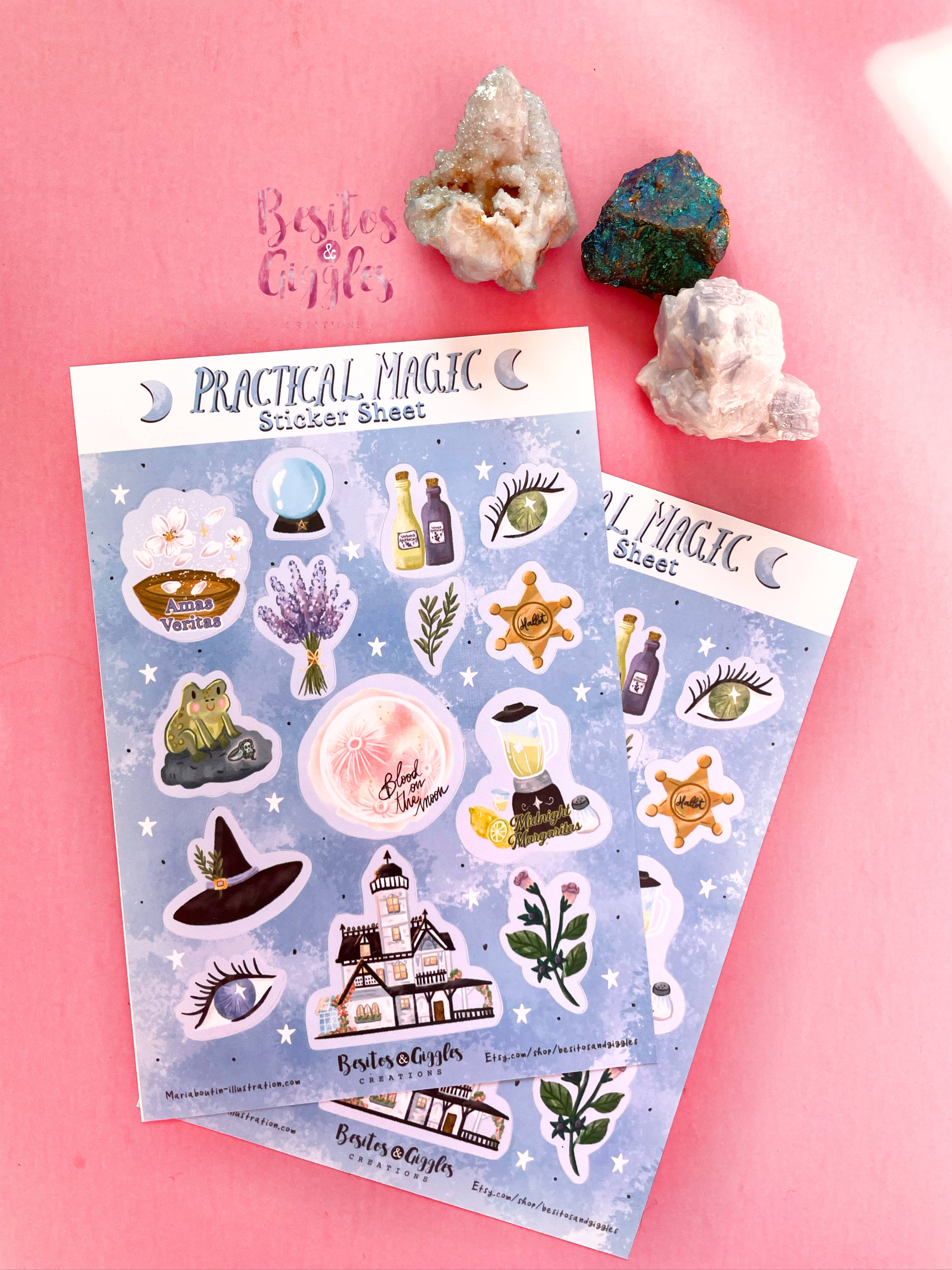Besitos & Giggles Creations - Wholesale Sticker - Practical Magic sticker sheet Witch stickers2