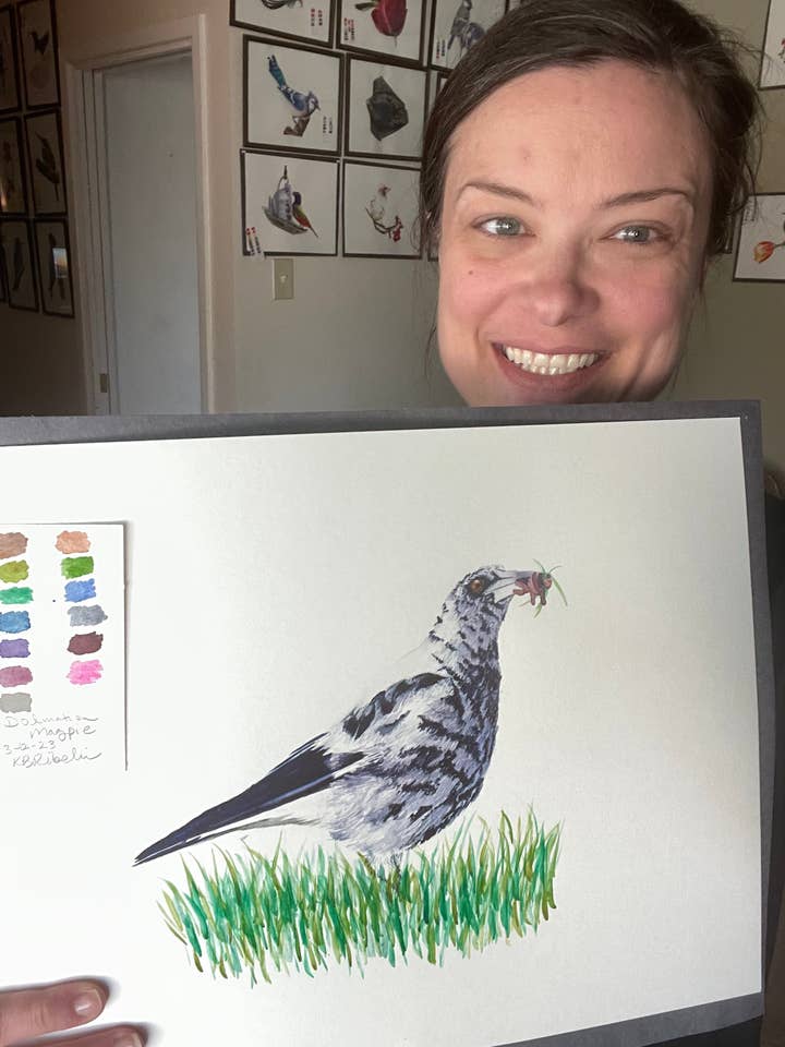 Dalmatian Magpie - Giclee Print for wholesale by Bird Art by KB