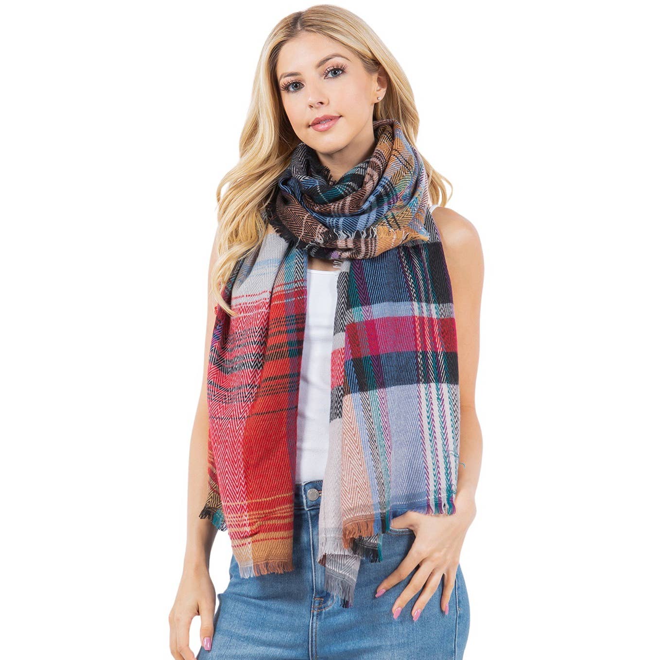 The Magic Scarf Company – wholesale Halsduk - Dam – 98B1 - Flerfärgad rutig halsduk/sjal6