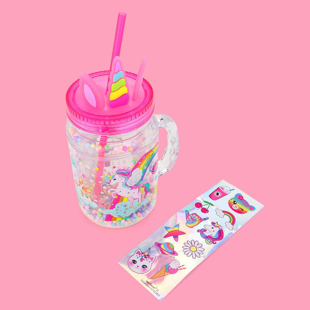 Sensibling Corp. - Wholesale Drinking Glass/Cup - Kids & Baby - HOT FOCUS - Kids Glow in the Dark Unicorn Mason Jar Tumbler
4