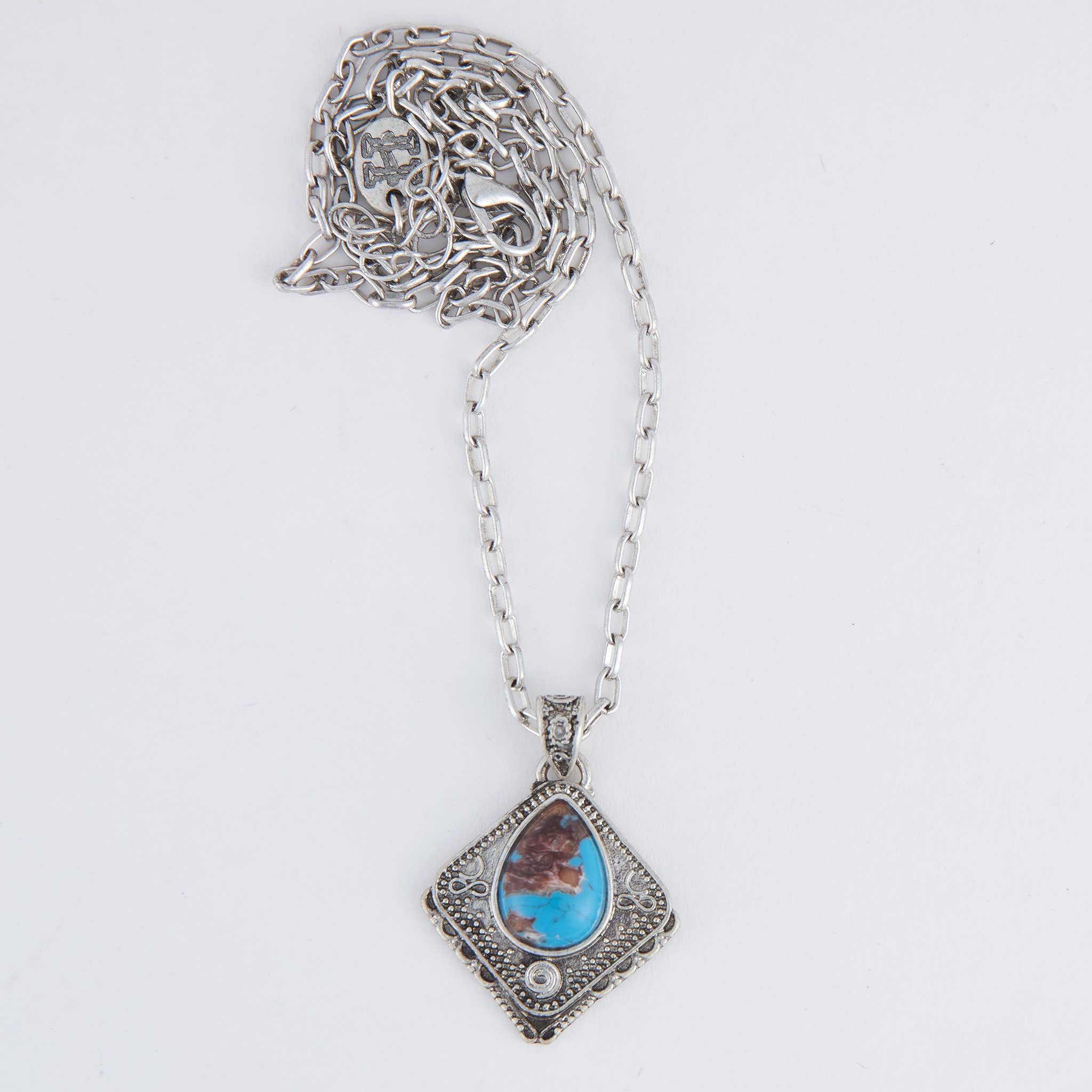 Howard's - Wholesale Pendant/Charm Necklace - Asteria Square Blue Stone 18" Pendant Necklace2