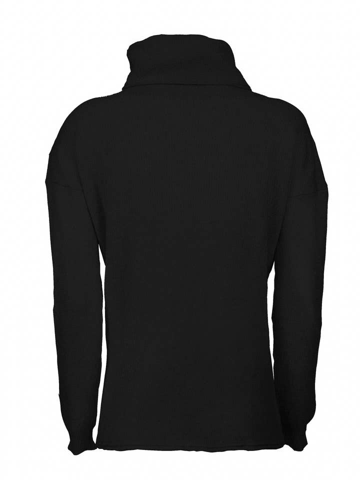 Women's Oversized Cashmere Cowl Neck Sweater Black for wholesale on Faire