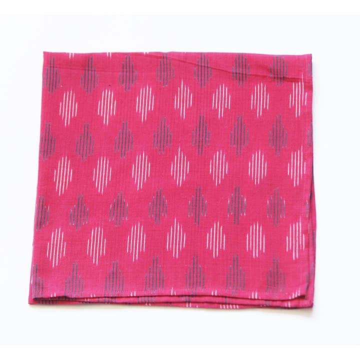 Het rosa prick handvävda Ikat tyg middag servett för wholesale av Rustic Loom