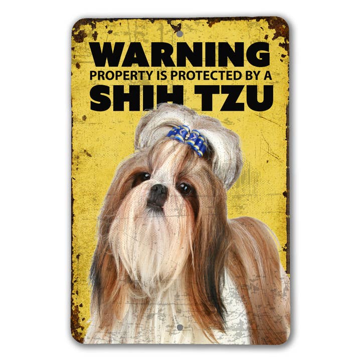 Panneau d'avertissement Shih Tzu pour la vente par Real Cool Stickers & Stuff