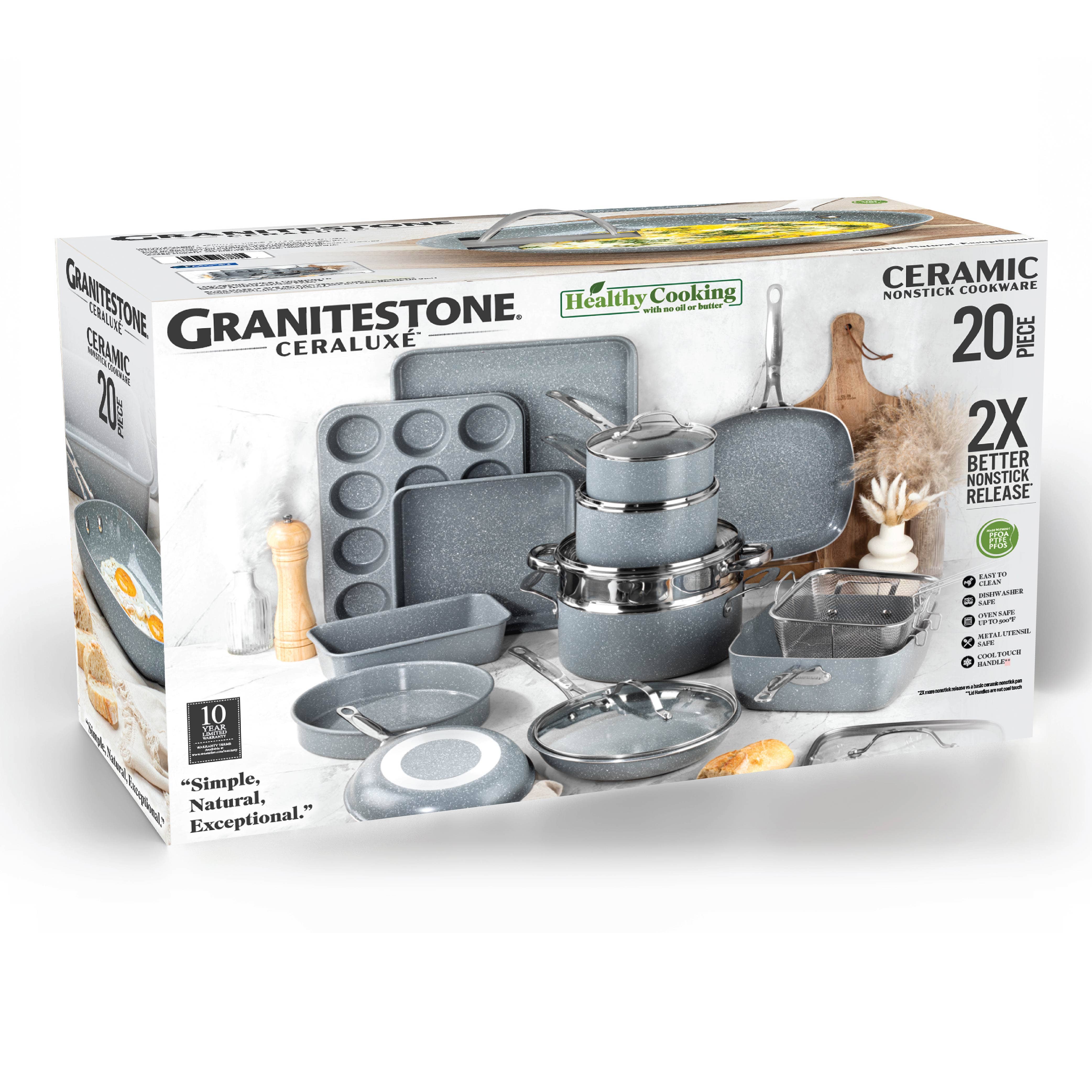 Gotham Steel/Granitestone - Wholesale Cookware Set - GraniteStone Ceraluxe 20 Piece Cookware set (Grey) Speckle0