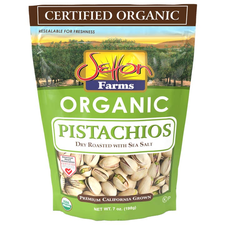 Setton Farms Organic Pistachios Sea Salt 7oz for wholesale by Setton Pistachio of Terra Bella