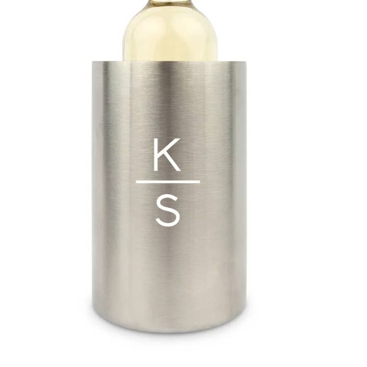 Weddingstar Inc. - Wholesale Wine Bucket - Insulated Wine Bottle Cooler - Stacked Monogram2
