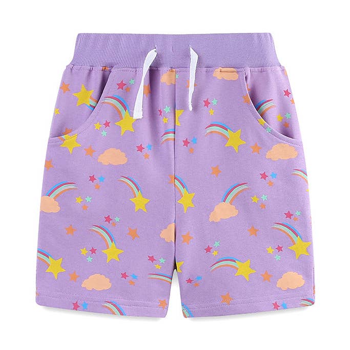 Arrivo estivo Bambini Ragazze Cotone Stile Casual Pantaloncini con Motivo Arcobaleno e Stella per la vendita all'ingrosso da parte di MyKids-USA®