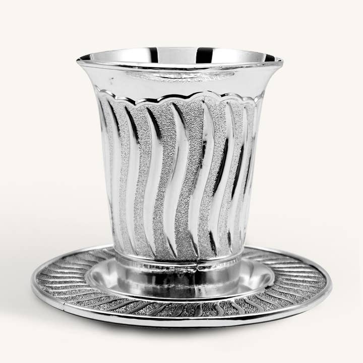 Ner Mitzvah - Wholesale Decorative plate/dish/bowl - Silver Plated Kiddush Cup & Tray - 6.4 oz.0