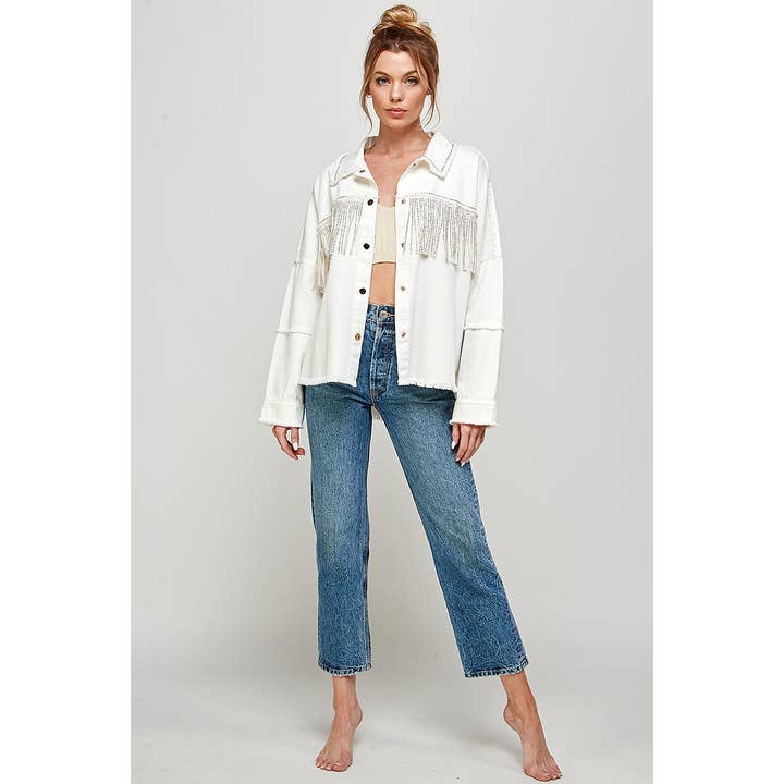 Denim Jacket with Fringe for wholesale by LUXYUSA