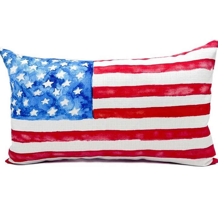 Almofada com Bandeira dos EUA em Aquarela por atacado de Rachel Brooks Design, LLC