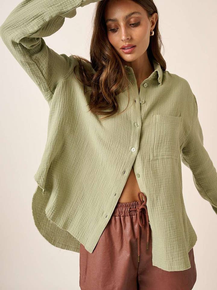 CAMISA DE MANGA LARGA CON BOTONES Y CUELLO DE GASA para venta al por mayor de mittoshop