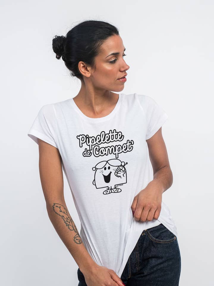 Witte dames T-shirt Chatty Competitor voor wholesale door Le Roi du T-shirt