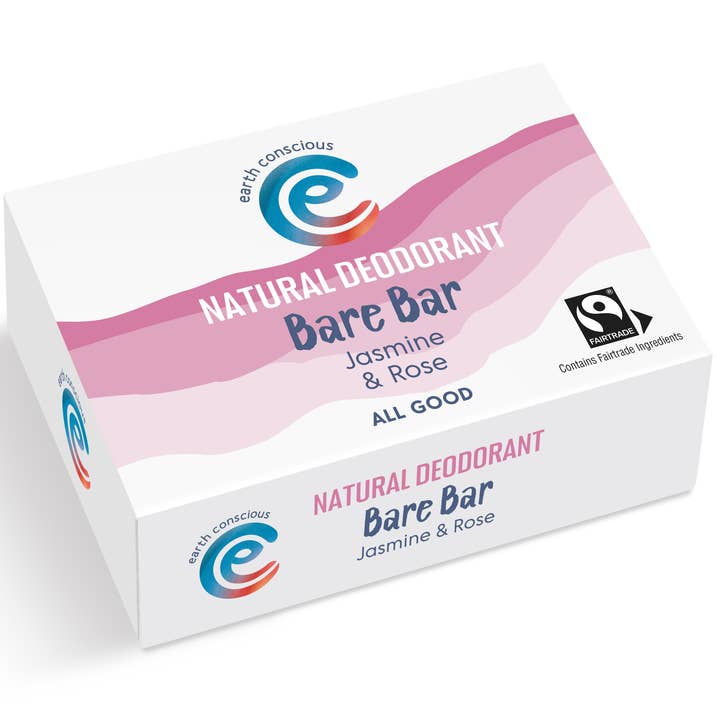 Earth Conscious - Wholesale Deodorant - Unisex - The Bare Bar - Jasmine & Rose Natural Deodorant - 90g Fairtr