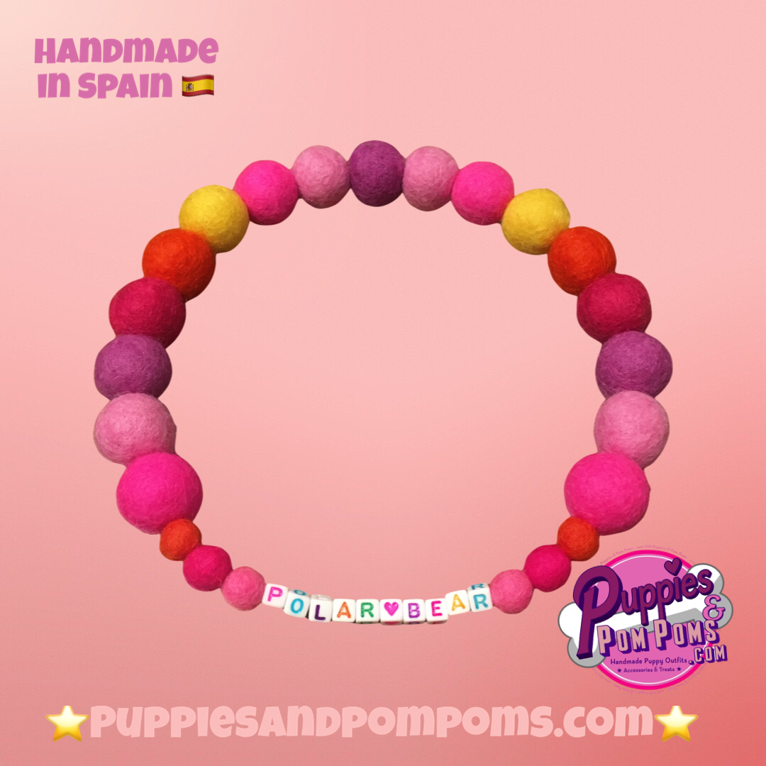 Puppies & Pom Poms - Wholesale Pet Collar - Dog - Pink - Personalised Pom Pom Dog Collar54