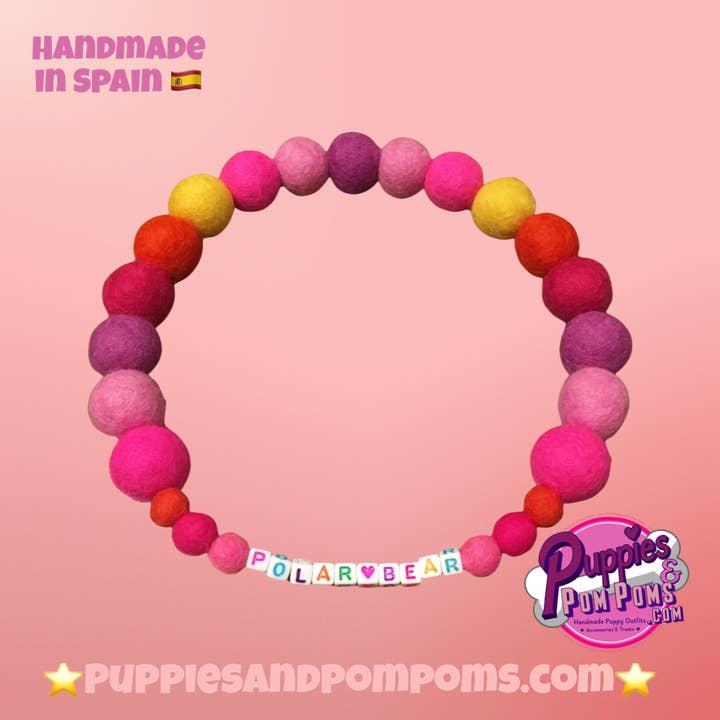 Puppies & Pom Poms - Wholesale Pet Collar - Dog - Pink - Personalised Pom Pom Dog Collar54