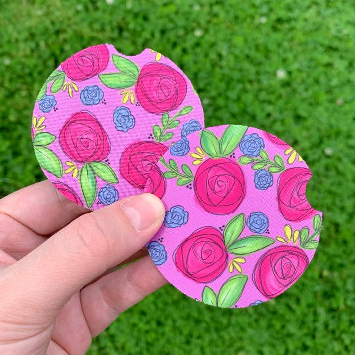 Douss-verres de voiture Motif floral Violet pour la vente par Painted Skies